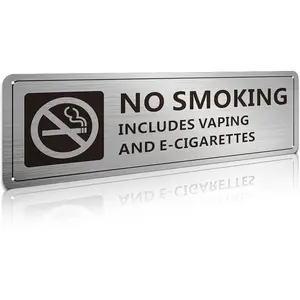No Smoking Signs for Home and Business, Aluminum sign  No Vaping Sign, Rust Free Aluminum Warning Signage for Indoor Outdoor Use 4 x 16 inches