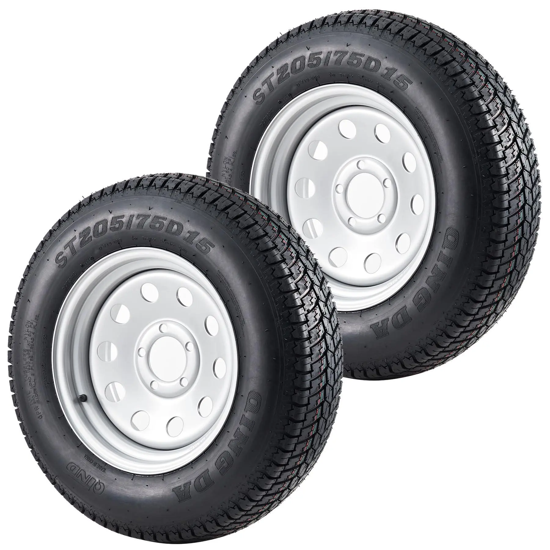 ST205/75D15 Trailer Tires with 15 in Rims, 5 Lug on 4.5 in, Load Range C, 6PR ST205/75D15 Trailer Tires with 15 in Rims, 5 Lug on 4.5 in, Load Range C, 6PR