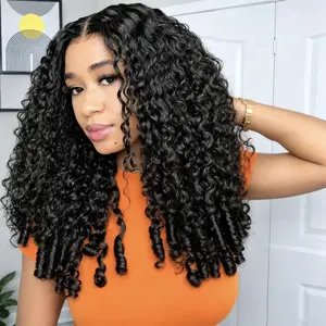 Hot Star V Part Wig Human Hair Burmese Curly Upgrade With Adjustable Drawstring For Women Natural Color 22 Inch