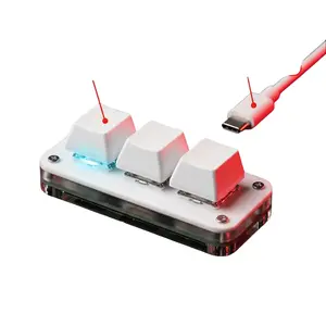 Wired RGB 3-Key Hot Swappable Macro Keypad with Custom Knob, Red Switch, Programmable for Photoshop & Gaming, PC Gaming Accessory, Wired Rgb Keyboard