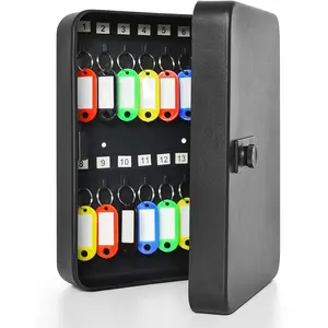 28 Capacity Wall Mounted Key Cabinet Steel Combination Code Lock Box with Hooks and Tags