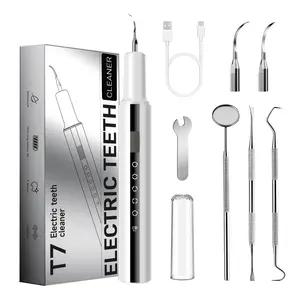 CURVY MOON Plaque/Tartar Remover for Teeth,Rechargeable Dental Calculus 5 Mode and 4 Heads USB C UV Light Smart Power Off| Ipx6 Waterproof Remover 90 Day Battery & 3 Hour Charge Teeth Cleaning Kit with LED Light & Adjustable For Home Travel Electric Fast