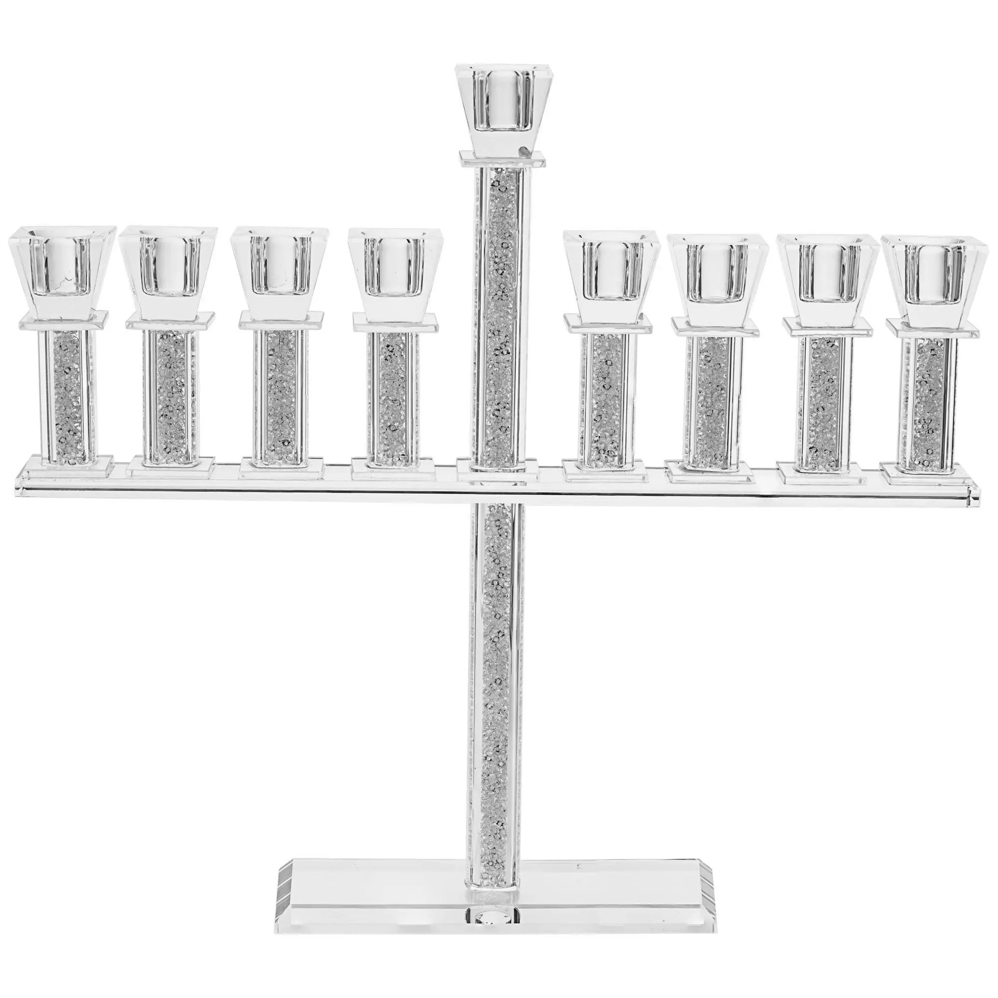 Copa Judaica Crystal Menorah Traditional with Crushed Stones