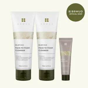 [Official Shop] BRMUD Exclusive Cleanser & Calm Set – Two Gentle Foams & Mini Mud Mask for Sensitive Skin Hydration and Detox, Daily, Gentle, Hydrate, Pore care
