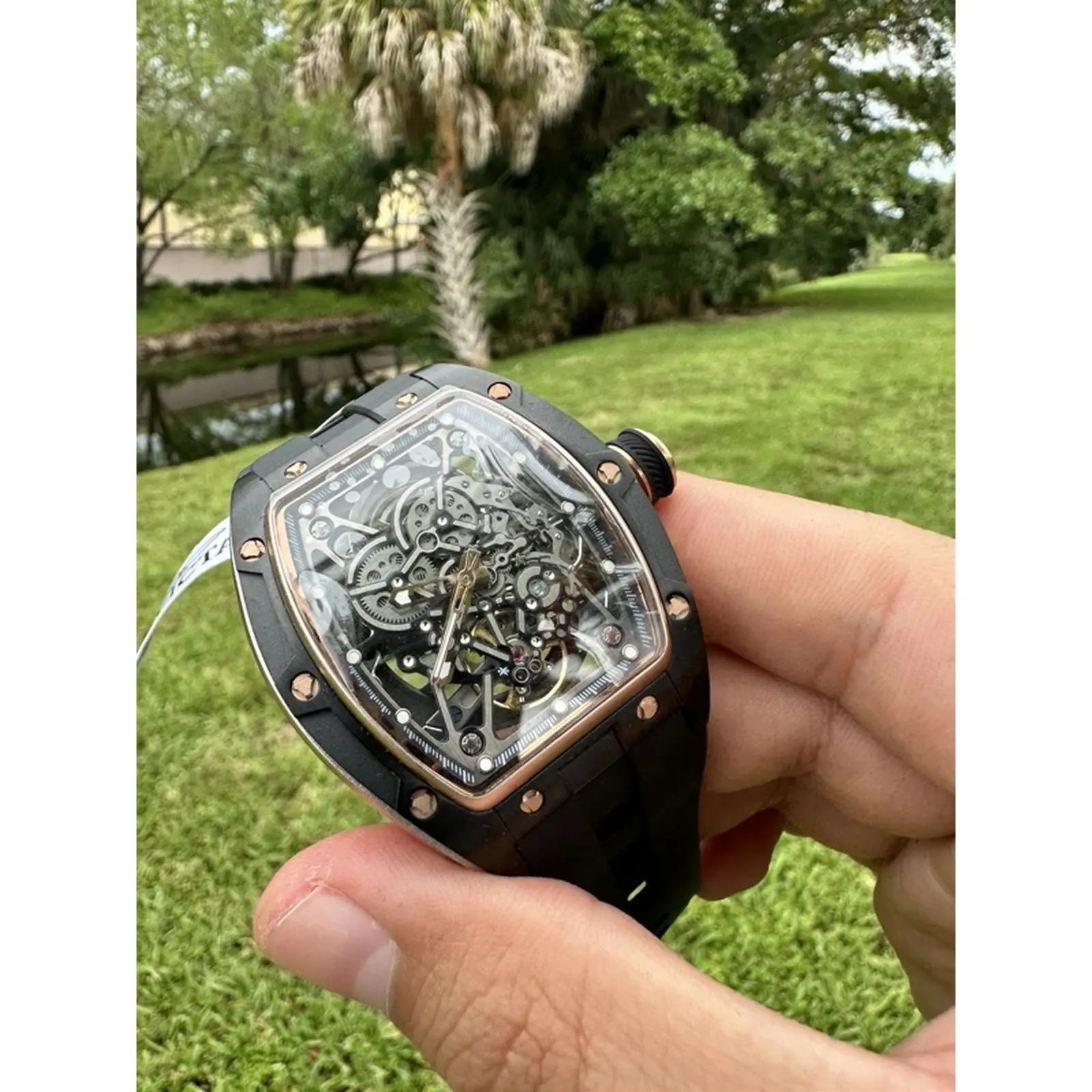 Invicta S1 Rally Automatic Men's Watch Model 49016 Rose Gold-Tone Skeleton Dial Black Silicone Strap Water Resistant Sport-Luxury Design