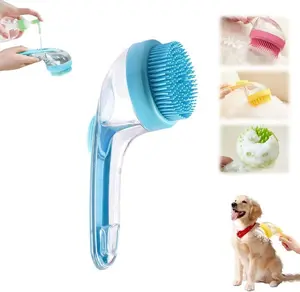 YUQUESEN 2026 2 in 1 Pet Bath and Grooming Brush is a pet toolwith built in shampoo dispenser for easy bathing a softmassage tool for long or short haired dogs and cats idealfor shower