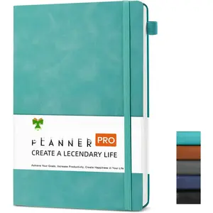Hardcover Journals 200 Pages, Leather Lined Journal Notebooks, A5 College Ruled Thick Classic with Pen Loop Notebook Journals for Writing, for Men Women Office School, 5.75'' X 8.38'', Green