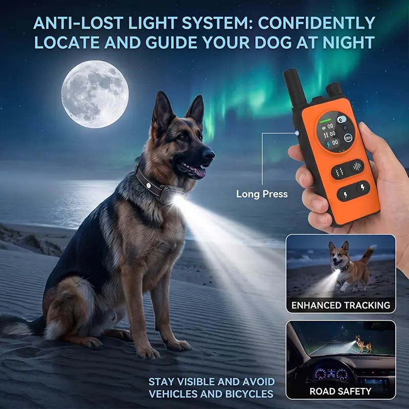 Papani Dog Shock Collar - 3300Ft Dog Training Collar with Remote for 5-120lbs Small Medium Large Dogs Rechargeable Waterproof e Collar with Beep (1-8), Vibration(1-16), Safe Shock(1-16) (bright orange)-T50-2