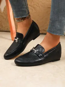 Women's Comfortable Lightweight PU Leather Affordable Loafers, Invisible Height Increase 5cm, Slip-On Driving Shoes, Business Casual Dress Flats, Business Style Flats, Footwear