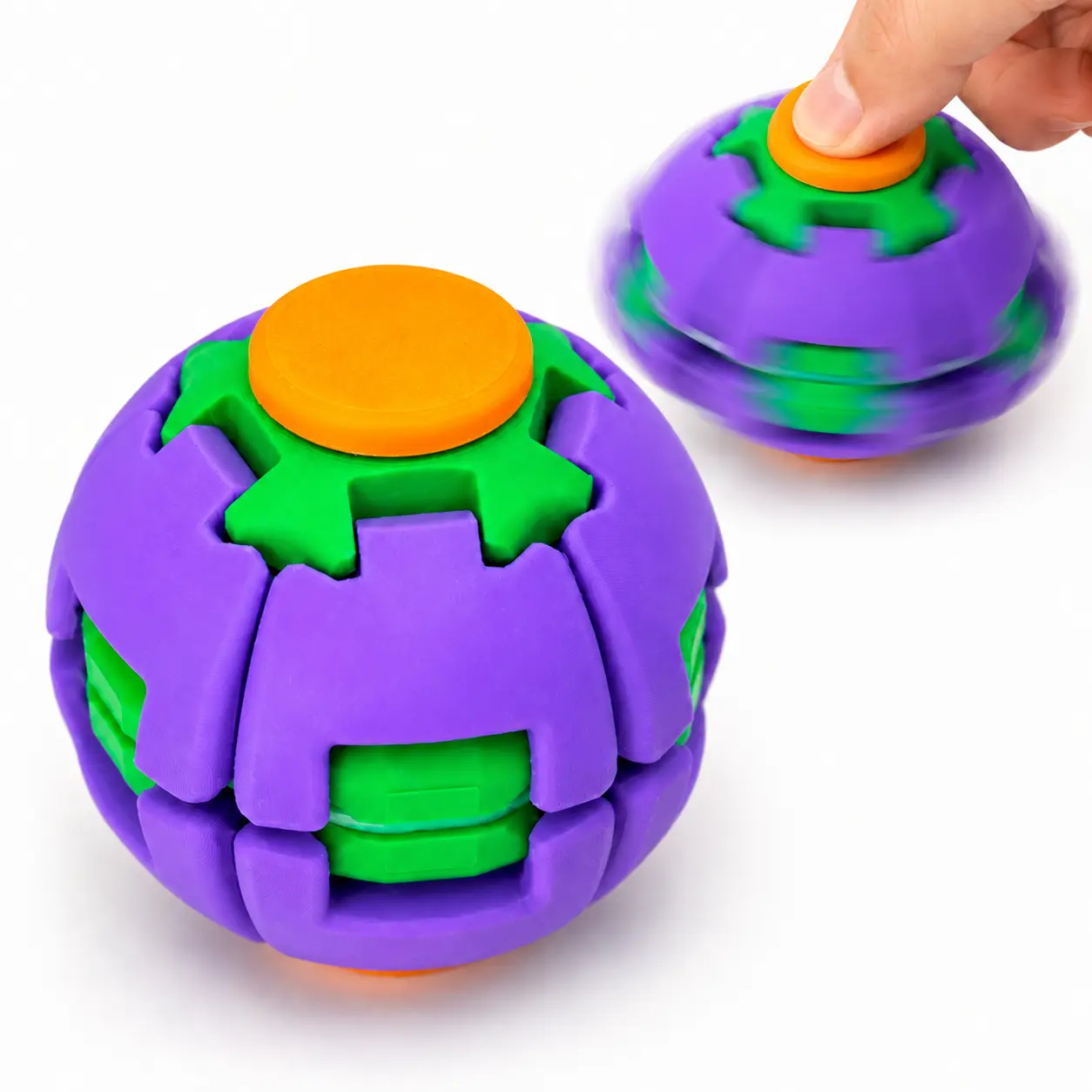3D Printed Push Type Rotatable Fidget Spinner Ball, Handheld Stress Reliever Gyro to Release Pressure and Beat Boredom