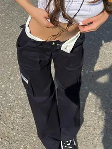 Women's Straight Leg Multi-Pocket Button Hiking Pants, Foldable Waistband, Fit, Comfortable Durable Outdoor Clothing, Perfect for Hiking Adventures