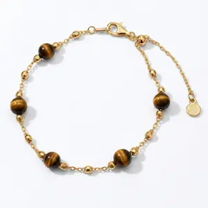 18K Gold-Plated Copper Alloy Beading Necklace or Bracelet, Vintage Dainty Collarbone Fit Jewelry, Adjustable Length for Daily Wear
