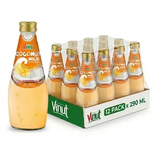 Vinut Coconut Milk Drink Mango Flavor with Coconut Jelly Plant Based Non-Dairy Lactose Free 290ml Glass Bottle Pack of 6 12 or 24 Fruity Beverage Beverage Fruity
