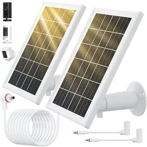 2 Pack 5W Solar Panel for Ring Camera 10FT Cable Dustproof Waterproof Solar Charger Compatible with Spotlight Stick Up Outdoor Cameras