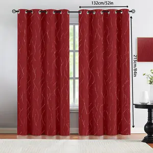 2-piece set of semi blackout silver line patterned Thermal insulated Room Decor curtain with insulation loop top, polyester material for insulation and noise reduction, protecting privacy, suitable for bedroom, living room, kitchen