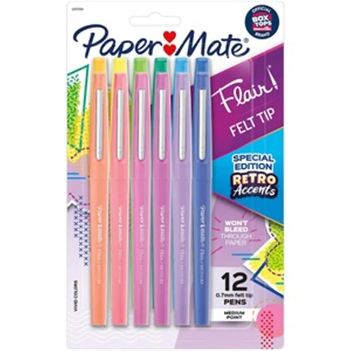 Paper Mate Flair Ballpoint Pens & Refills (Model PAP2097886) - 12-Pack, Medium Point, Quick Drying, Smear Resistant, Crisp Lines, Clip-Compatible, Colorful Packaging, Back to School Haul, Home, Everyday Use, Office Stationery, Notebooks