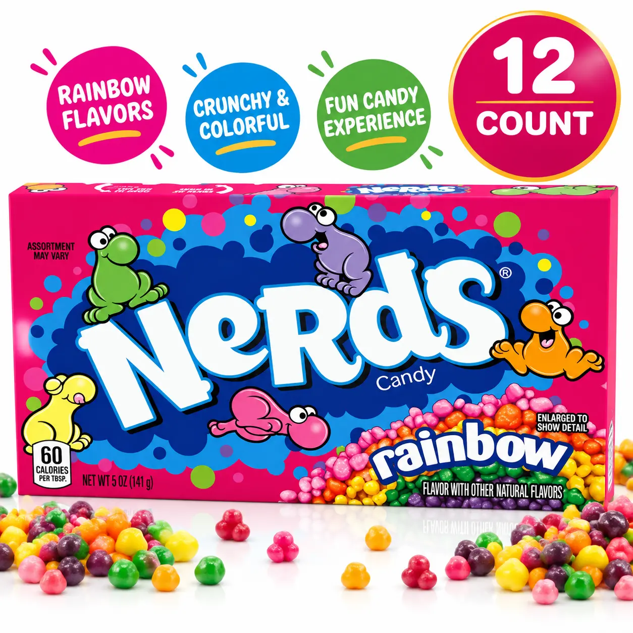 Nerds Rainbow Candy 5 oz 12 Count Theater Box Crunchy Fruity Candy