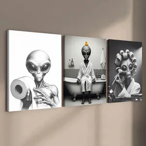 Alien Pattern Canvas Painting, Creative Wall Art Painting, Wall Art Decor for Home Living Room Bedroom Office, Ornaments