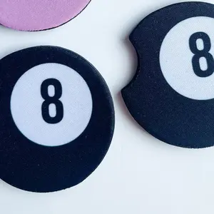 Car Coasters Interior Checkered 8 Ball Pink Checkered Cup Holders - Protective Design for Spills and Stains