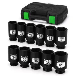 1/2" Drive Deep 6-Point Impact Socket Set, 11-Piece Metric 27-41mm Cr-Mo Axle Nut Socket Set #fathersdaygift