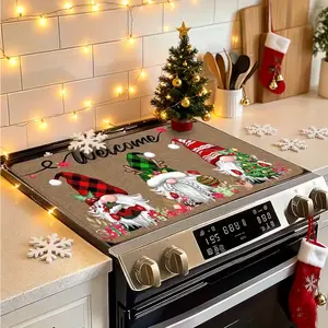 Christmas Heat-Resistant Mats Non-Slip Bottom Induction Cooktop Protector Anti-Slip Stove Cover Mat for Electric Stove Tops Kitchen Decorative Mats