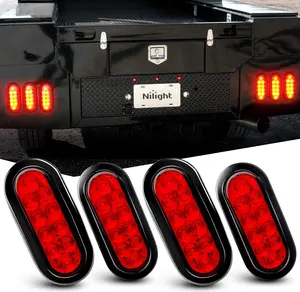 Nilight 6-in Oval Red Superbright LED Trailer Tail Lights, 4PCS with 10x SMD LEDs, Aluminum PCB, Flush Mount Grommets & Plugs, IP67 Waterproof Stop/Brake Turn Lights for Trucks/RVs,summervibes