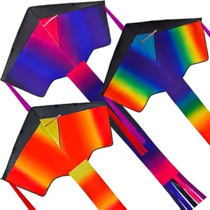 3PCS Delta Kites for Adults & Kids, Easy to Fly Multicolor Kite with 262.5ft String, Large Beach Flying Toys for Family Activities, Outdoor Beach Games for Beginners Teens Adults