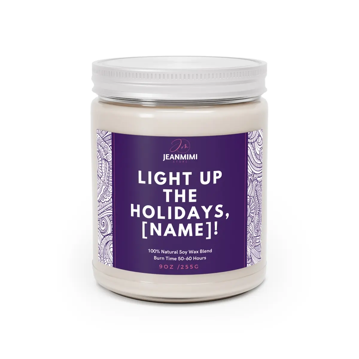 Light Up the Holidays, [Name]! Personalized Holiday Candle - Festive Gift - Unique Soy Wax Home Décor