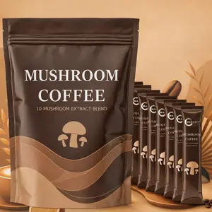 Mushroom Coffee Mix 30 Sachets – 10 Mushroom Extract Blend with Lion’s Mane, Cordyceps & Turkey Tail, Plant-Based Instant Coffee, Smooth Flavor,Easy On-the-Go Packets