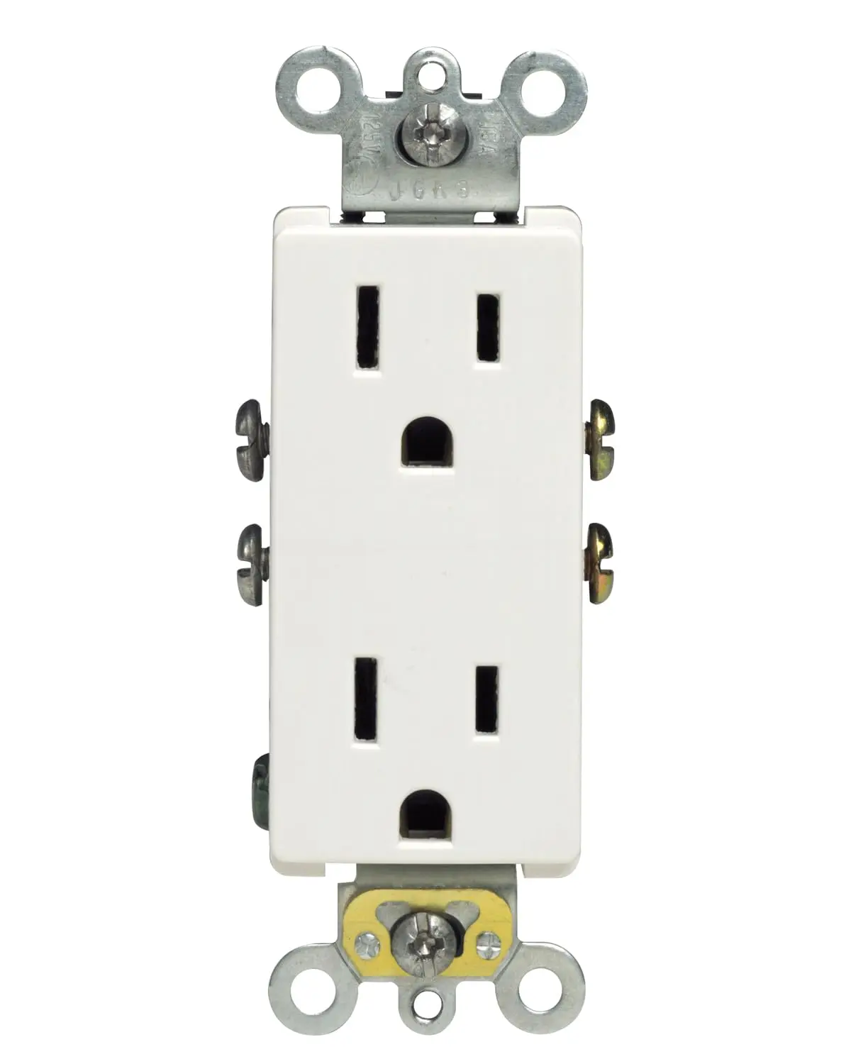 5325-WMP 15 Amp, 125 Volt, Decora Duplex Receptacle, Residential Grade, Grounding, 10-Pack, White