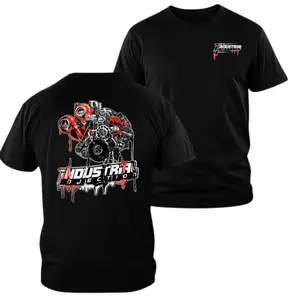 Trek Gear Lab  T-Shirt  [PeakPro T-shirt]-[PeakPro T-shirt]-Industrial Injection T-shirt, 2 Sides, Front Chest Logo and Back Dripping Turbo Diesel Engine Graphic, Black Performance Shirt for Diesel Truck and Racing Fans