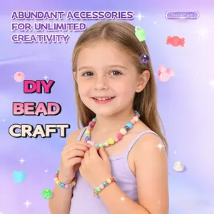 DIY Beading Craft Kit for Kids - Elastic Braided Rope, Educational Jewelry Weaving Toy for Bracelet & Necklace Making