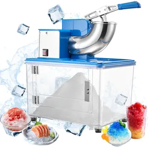 Commercial Ice Crusher Machine With 661 Lbs Per Hour Output, High Capacity Electric Snow Cone Maker For Bars, Cafes, Restaurants, Catering And Home Use, Shaved Ice Crusher Stainless Steel Hopper Blue