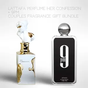 Lattafa Perfume Her confession + 9pm 100ml (3.4 Fl oz) Long Lasting Perfume - Value Bundle - Couples Fragrance Gift Bundle