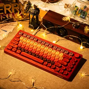 Akko Veekos Wine Red Wired Mechanical Keyboard, 75% Hot Swappable Gasket Mounted Keyboard with MOA Profile Keycaps for Mac & Win, Frost Pink Linear Switch