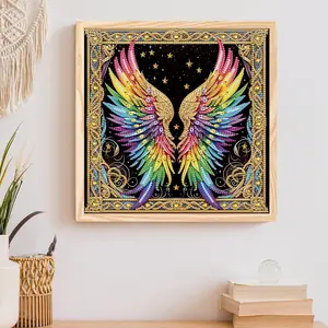 Rainbow Wings Pattern DIY Diamond Arts Handicraft Colorful Painting Kit, 1 Set 5D Handmade Creative Picture for Beginners, Wall Art Decor for Home