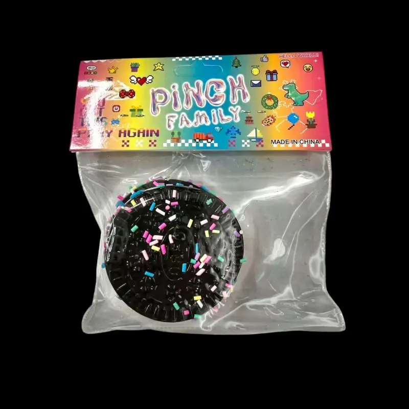 Pinch Family Chocolate Cookie Squishy Toy with Colorful Sprinkle Details Ultra Soft Stretchy Texture for Fidgeting and Sensory Play
