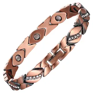 MagEnergy Pure Copper Magnetic  with Zircon Inlay, Retro Luxury Design for Trendsetters    DIY      with Princess Flower   Halloween Stainless Steel  Kit    Charms Pack Italian Charm Adjustable Boho Beach   Bracelet Set