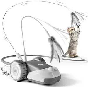 3-in-1 Interactive   - 2-Speed Automatic Moving   Toys Self Play with 2 count   String Ribbon and Wiggly  Mice Tail for Bored Indoor Adult Cats Kittens