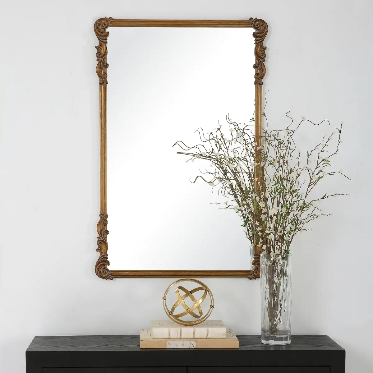 212 Main Antique Gold Oversized Wall-Mounted Mirror, 24x36x1 in. – Ideal for Home Decor (Antique, Gold, Oversized Wall-Mounted Mirrors Category), Antique Wall-Mounted Mirrors