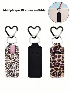 Women's Leopard Print Lipstick Keychain, Extensible Lipstick Case, Durable Fashion Cosmetic Storage, Portable Makeup, Travel Essential
