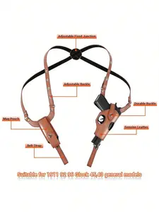 Dual Pistol Shoulder Holster Genuine Leather - Hunting Concealed Carry Double Gun Holster with Adjustable Straps & Dual Mag Pouches, Fits Most Handguns, Universal Fit for Men