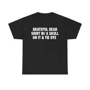 Grateful Dead Skull & Tie Dye Slogan Print Graphic T-Shirt Casual Black Short Sleeve Crew Neck Rock Band Streetwear Tee