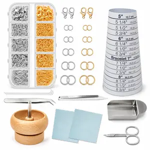 Bracelet Making Kit with Jewelry Findings, Bracelet Sizer, Jump Rings, Clasps, Tweezers, Scissors & Storage Box for DIY Jewelry Making