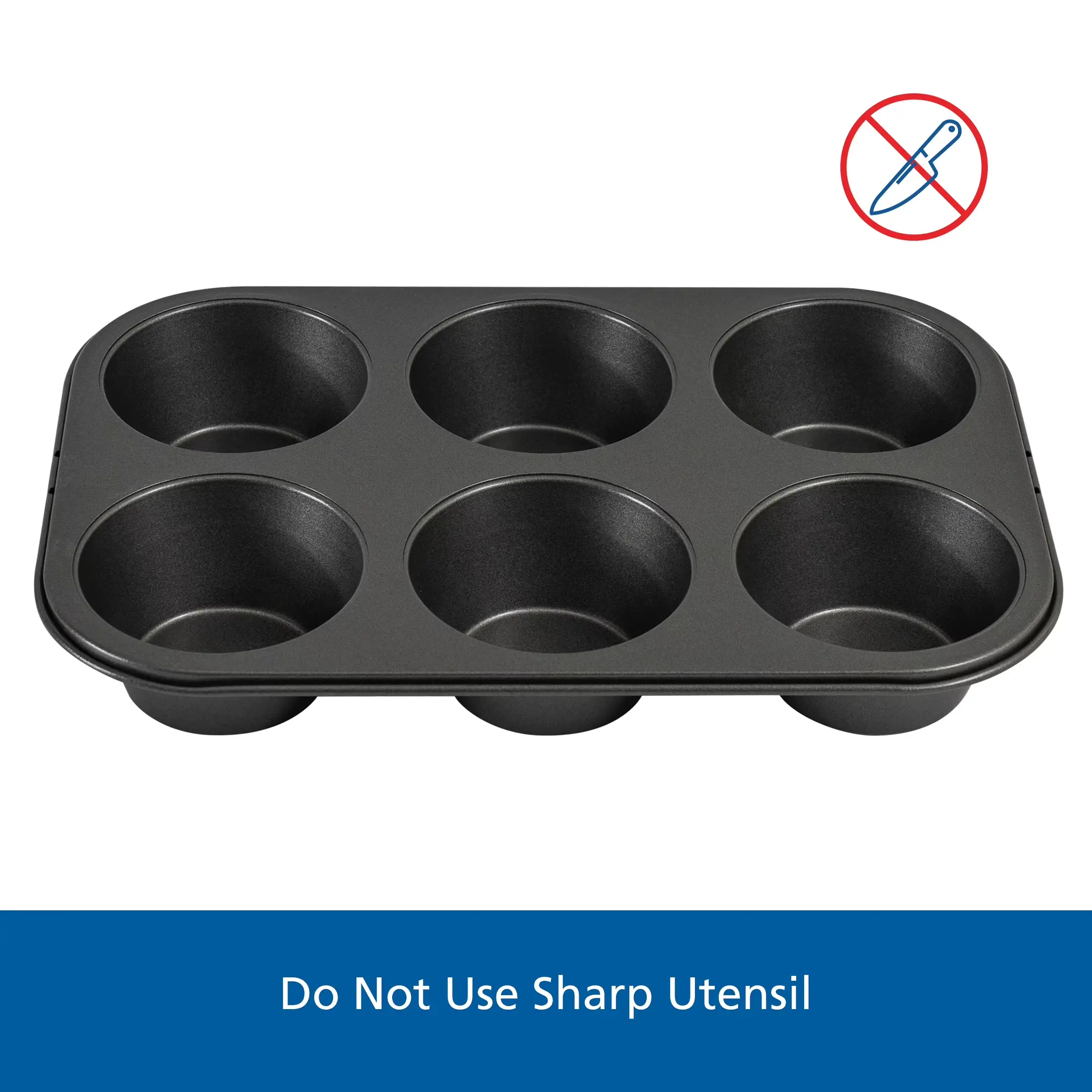 Mainstays 6 Cup Jumbo Muffin Pan, Non Stick Bakeware,3.4 inch Diameter Cups,Gray,Carbon Steel.