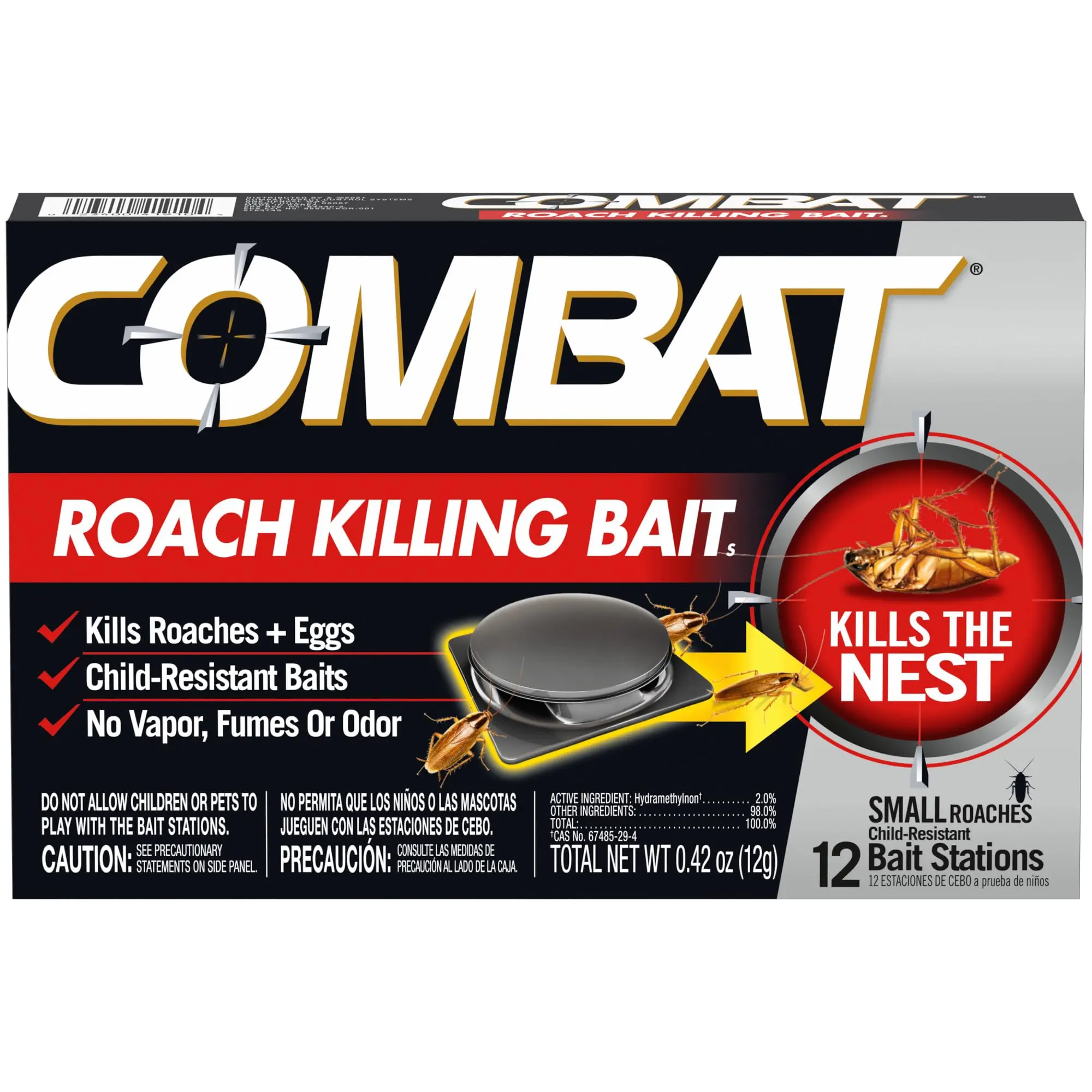 12 Count Roach Bait Stations with Hydramethylnon, Indoor Cockroach Killer for Small Roaches, Long-Lasting Mess-Free Protection Up to 3 Months