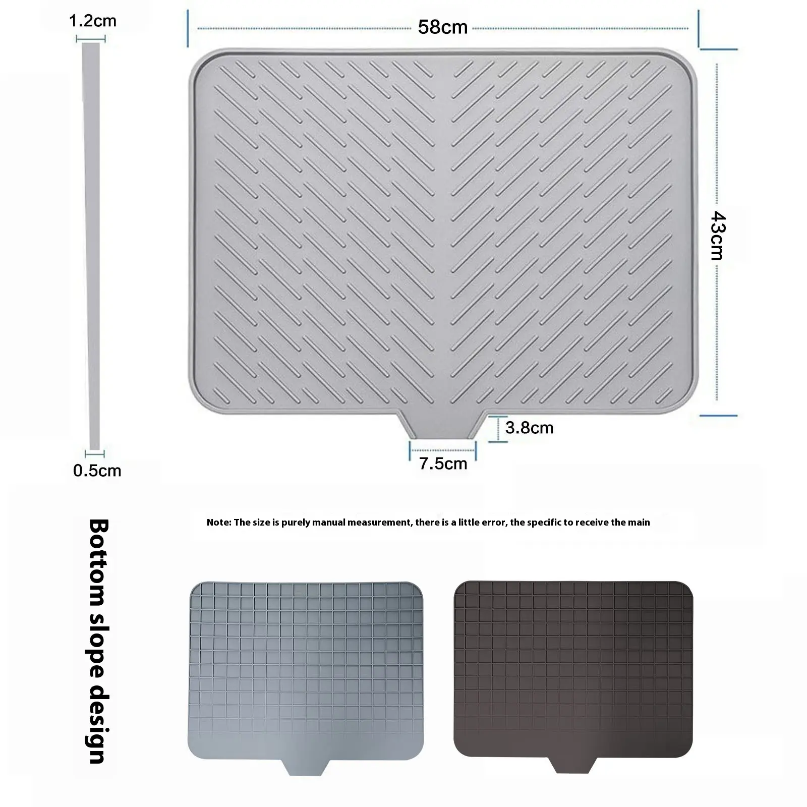 Large Size Silicone Dish Drying Mat with Built-in Drain Lip Dish Drainer Mats for Kitchen Counter Easy-Clean Drainage Pad High Temperature Resistance Tableware Coasters drying mat