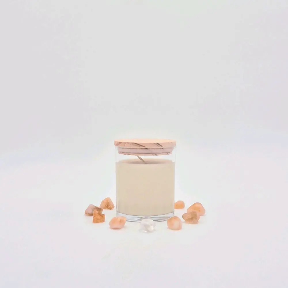 Rustic Pour Soy Candle Set with Meditation Card & Crystals