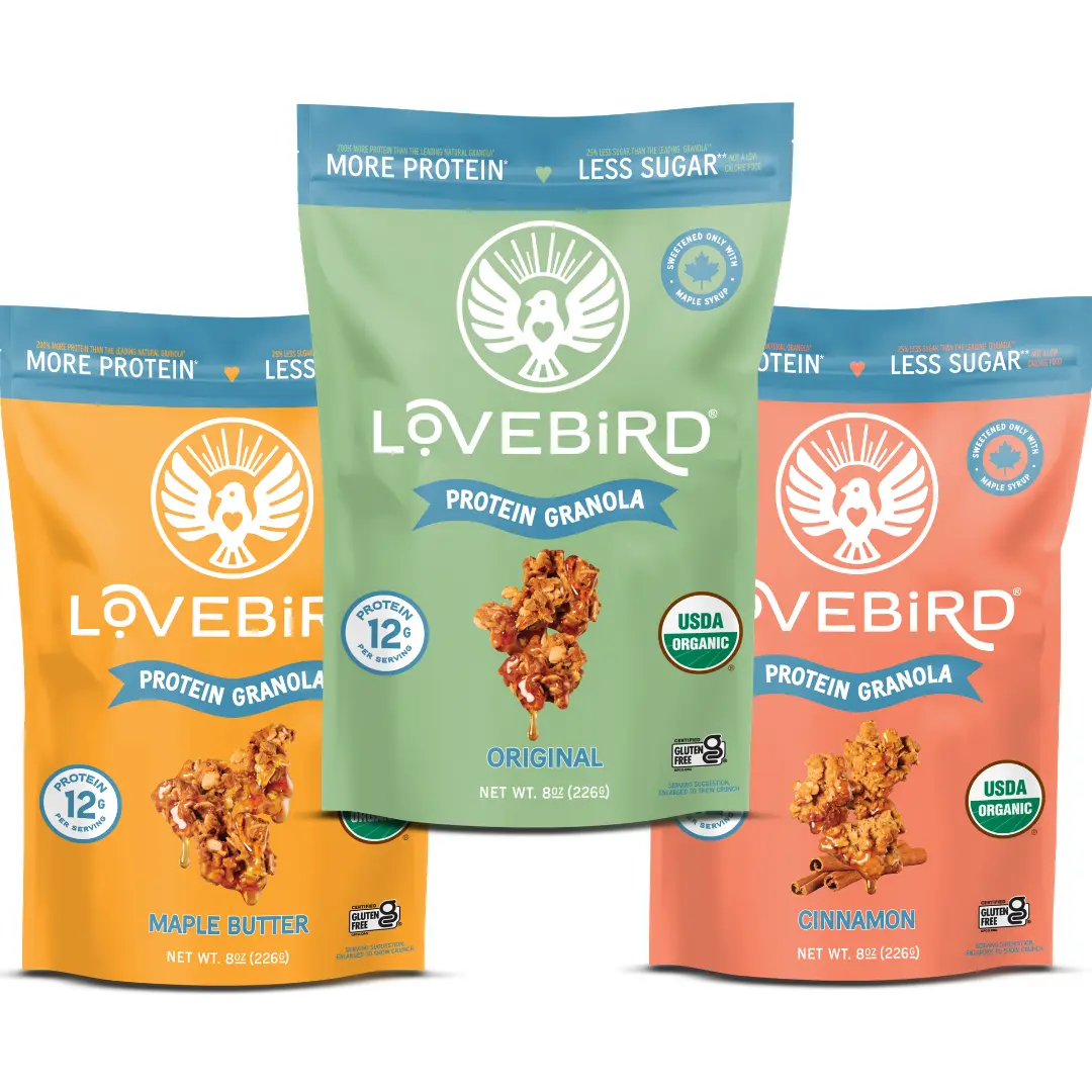 High Protein Granola Flavor Pack - Lower Sugar, Gluten Free, Family-Approved | Lovebird Protein Granola