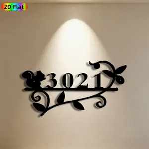 1pc Squirrel & House Number Metal Wall Art,Squirrel & Number Statue Mural, Ideal Gift for New Year, Christmas, Housewarming Enthusiasts,  Metal Wall Decor Wall Sculptures, Perfect for Outdoor Fence & Indoor Entryway Wall Home Decor Enthusiasts